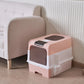 Cat Toilet Fully Enclosed Drawer Style Easy to Clean Portable Cat Manure Box with Splash Guard and Spoon on Top for Pet Supplies