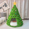 Christmas Tree Cat Nest Handmade Diy Material Package Homemade Cat Tail Wool Winter Warm Winter Closed Kennel, Handmade Cattery
