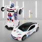 Children'S Transformer Robot Car Toys Fun Electric Transformer Police Car Lights Car Robot Racing Toys 1-6 Years Old Boys Toys