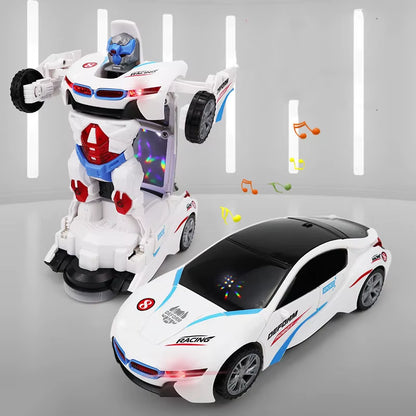 Children'S Transformer Robot Car Toys Fun Electric Transformer Police Car Lights Car Robot Racing Toys 1-6 Years Old Boys Toys