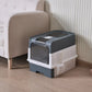 Cat Toilet Fully Enclosed Drawer Style Easy to Clean Portable Cat Manure Box with Splash Guard and Spoon on Top for Pet Supplies