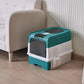 Cat Toilet Fully Enclosed Drawer Style Easy to Clean Portable Cat Manure Box with Splash Guard and Spoon on Top for Pet Supplies