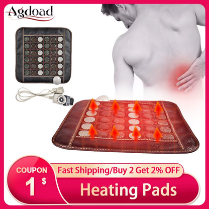 Natural Jade Physiotherapy Mat Infrared Heating Therapy Tourmaline Stone Massage Seat Pad for Back Shoulder Leg Body Pain Relief