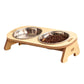 Elevated Pet Bowls Tilted Single/Double Cat Stainless Steel Food Bowls Wooden Dog Water Feeding Container Cat Supplies